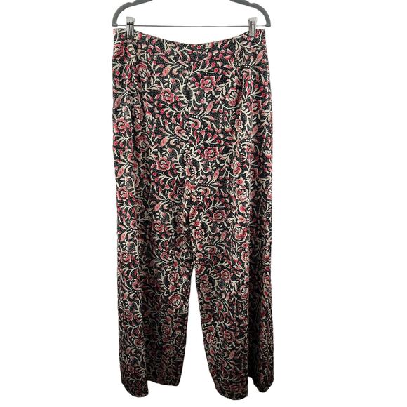 ASOS Womens Black Pink Print Super High Rise Wide Leg Trousers Pants Size 12 - Picture 5 of 8